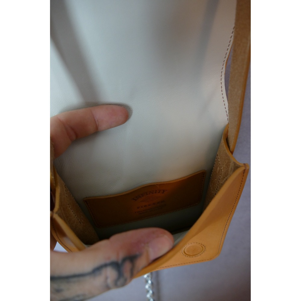Infinity Firenze Leather Crossbody Bag Small Purse Tan Italian Designer - Picture 3 of 7